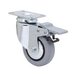 Rueda goma giratoria con freno Alex diametro 100 mm. modelo 1-0302
