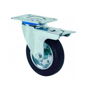 Rueda goma giratoria con freno Alex diametro 80 mm. modelo 2-2309