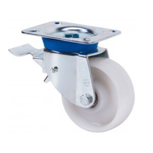 Rueda nylon-poliamida giratoria con freno Alex diametro 100 mm. modelo 2-1618