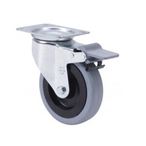 Rueda goma giratoria con freno Alex diametro 100 mm. modelo 2-2502