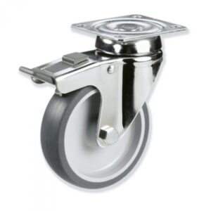 Rueda giratoria con freno caucho Gayner diametro 125 mm. BIPG3 125 PCL3-FD codigo 33-94/54-FD