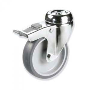 Rueda giratoria con freno caucho Gayner diametro 100 mm. BITG3 100 PCL3-FD codigo 33-84/26-FD