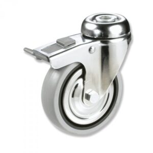 Rueda giratoria con freno caucho Gayner diametro 80 mm. BTG3 080 PCL3-FD codigo 33-66/8-FD