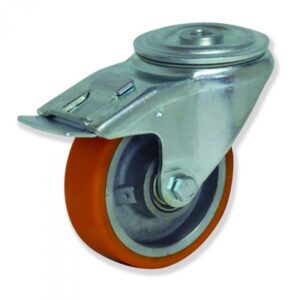 Rueda giratoria con freno poliuretano Gayner diametro 100 mm. FTG4 100 APB4-FD codigo 34-638-FD
