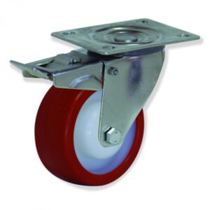 Rueda giratoria con freno poliuretano Gayner diametro 200 mm. MIPG4 200 NPL4-FD codigo 34-102/88-FD