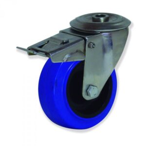 Rueda giratoria con freno caucho Gayner diametro 100 mm. MITG4 100 NCR4-FD codigo 34-100/24-FD