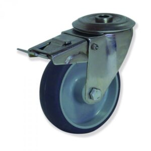 Rueda giratoria con freno caucho Gayner diametro 100 mm. MITG4 100 PCL4-FD codigo 34-100/19-FD