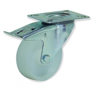 Rueda giratoria con freno nylon Gayner diametro 80 mm. MPG4 080 NYR4-FD codigo 34-090/42-FD