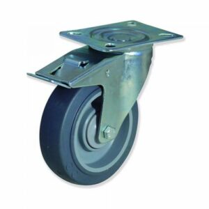 Rueda giratoria con freno caucho Gayner diametro 125 mm. MPG4 125 PCEB4-FD codigo 34-094/21-FD - Imagen 1