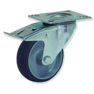 Rueda giratoria con freno caucho Gayner diametro 100 mm. MPG4 100 PCL4-FD codigo 34-092/01-FD