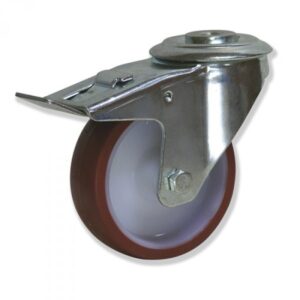 Rueda giratoria con freno poliuretano Gayner diametro 150 mm. MTG4 150 NPL5-FD codigo 34-086/30-FD