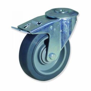 Rueda giratoria con freno caucho Gayner diametro 160 mm. MTG4 160 PCEB4-FD codigo 34-086/51-FD