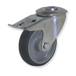 Rueda giratoria con freno caucho Gayner diametro 160 mm. MTG4 160 PCL4-FD codigo 34-086/50-FD