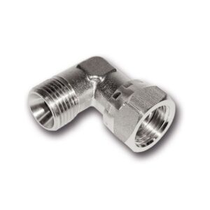 Adaptador codo 90º macho-hembra giratoria cono 60º a/inox. A-316L 1/2" BSP