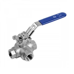 Valvula de esfera 3 vias paso en "T" a/inox. A-316 con rosca 1" y pletina ISO PN-63