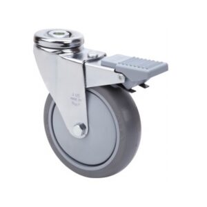 Rueda poliuretano giratoria con freno Alex diametro 125 mm. modelo 2-1043