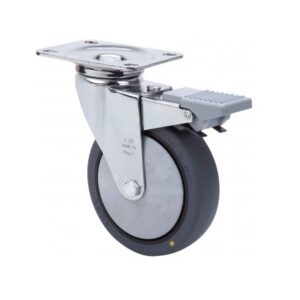 Rueda poliuretano giratoria con freno Alex diametro 100 mm. modelo 2-1585