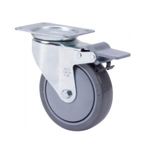 Rueda poliuretano giratoria con freno Alex diametro 100 mm. modelo 2-2016