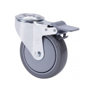 Rueda poliuretano giratoria con freno Alex diametro 100 mm. modelo 2-4108