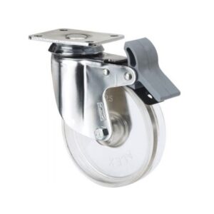 Rueda policarbonato giratoria con freno Alex diametro 80 mm. modelo 2-2143