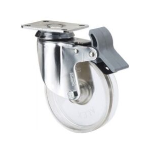 Rueda policarbonato giratoria con freno Alex diametro 80 mm. modelo 2-2277
