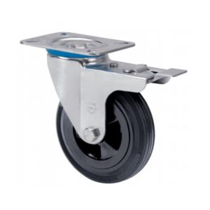 Rueda goma giratoria con freno Alex diametro 80 mm. modelo 2-2306