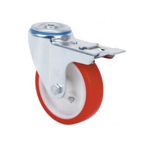 Rueda poliuretano giratoria con freno Alex diametro 100 mm. modelo 2-2330