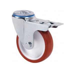 Rueda poliuretano giratoria con freno Alex diametro 100 mm. modelo 2-2379