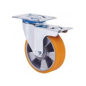 Rueda poliuretano giratoria con freno Alex diametro 160 mm. modelo 2-2536