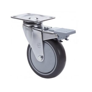 Rueda goma giratoria con freno Alex diametro 100 mm. modelo 2-2714
