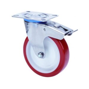 Rueda poliuretano giratoria con freno Alex diametro 125 mm. modelo 2-3100