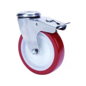 Rueda poliuretano giratoria con freno Alex diametro 125 mm. modelo 2-3106