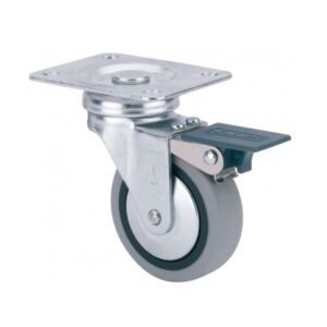 Rueda goma giratoria con freno Alex diametro 40 mm. modelo 1-0547