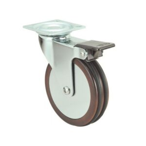 Rueda madera giratoria con freno Alex diametro 100 mm. modelo 1-0580