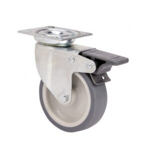 Rueda goma giratoria con freno Alex diametro 80 mm. modelo TW0239