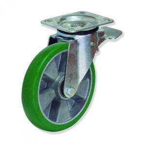 Rueda giratoria con freno poliuretano Gayner diametro 160 mm. MPG5 160 AEBB5-FD codigo 35-024/4-FD