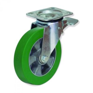 Rueda fija con freno poliuretano Gayner diametro 160 mm. MPG5 160 AEB5-FD codigo 35-024/44-FD