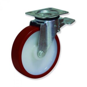 Rueda giratoria con freno poliuretano Gayner diametro 200 mm. MPG5 200 NPB5-FD codigo 35-048/1-FD