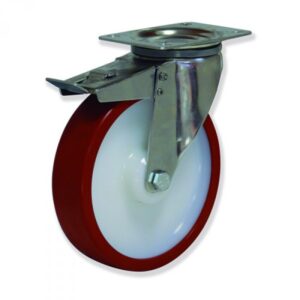 Rueda giratoria con freno poliuretano Gayner diametro 200 mm. MIPG5 200 NPL5-FD codigo 35-384-FD