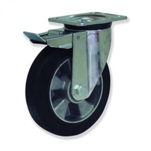 Rueda giratoria con freno caucho Gayner diametro 200 mm. KPG5 200 ACB5-FD codigo 35-522-FD