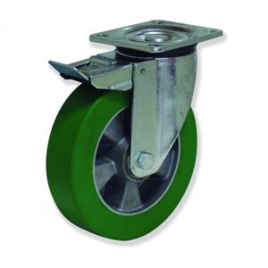 Rueda giratoria con freno poliuretano Gayner diametro 200 mm. KPG5 200 AEB5-FD codigo 35-592/6-FD