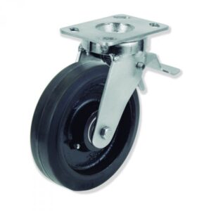 Rueda giratoria con freno goma Gayner diametro 150 mm. QPG6 150 HGB5-FD codigo 36-812/04-FD
