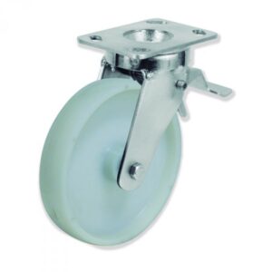Rueda giratoria con freno nylon Gayner diametro 200 mm. QPG6 200 NYL6-FD codigo 36-828-FD