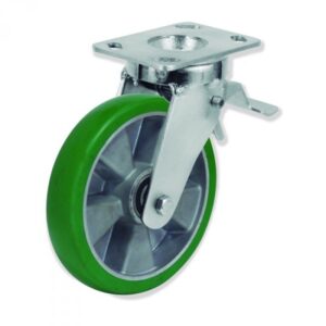 Rueda giratoria con freno poliuretano Gayner diametro 200 mm. QPG6 200 AEBB5-FD codigo 36-844-FD