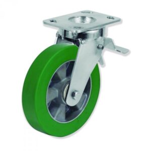 Rueda giratoria con freno poliuretano Gayner diametro 200 mm. QPG6 200 AEB5-FD codigo 36-846-FD