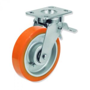 Rueda giratoria con freno poliuretano Gayner diametro 300 mm. QPG6 300 HPB6-FD codigo 36-864-FD