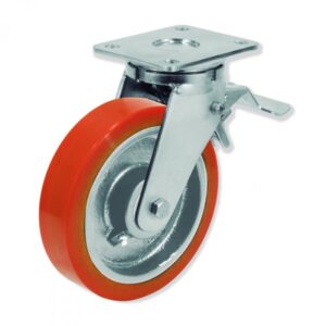 Rueda giratoria con freno vulkollan Gayner diametro 125 mm. QPG7 125 HVB6-FD codigo 37-44-FD