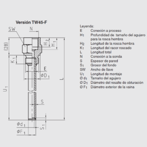 Vaina a/inox. Wika para roscar Forma 5 G 1/2" B 8x0,9 mm. 382 mm. codigo 45716904 - Imagen 2
