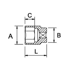 Llave de vaso 1/4" acero inoxidable Ega Master 1/2" 6 cantos codigo 38252 - Imagen 2