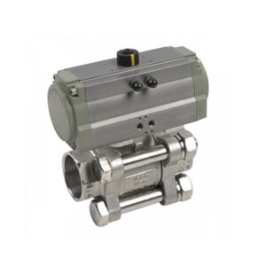 Valvula de esfera 3 piezas a/inox. A-316 con rosca 4" y actuador neumatico simple efecto